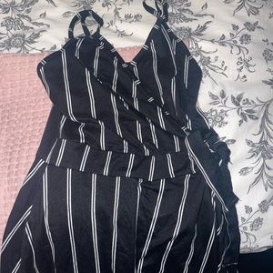 black and white striped romper